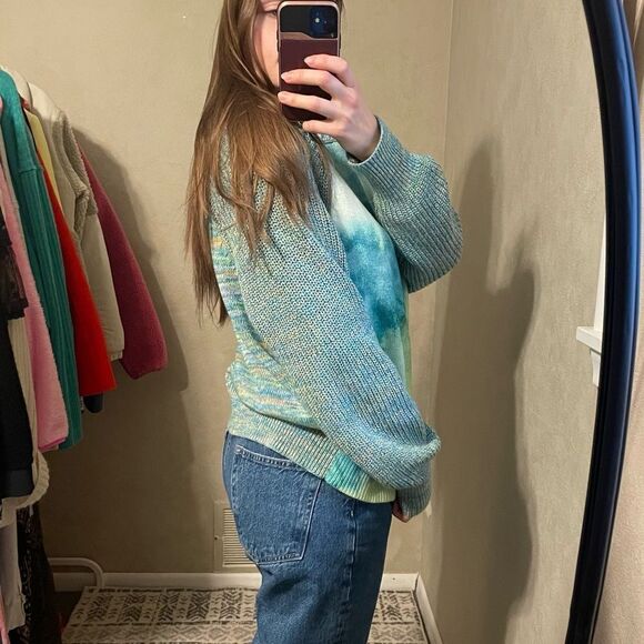 Anthropologie Tie Dye Watercolor Crew Neck Sweater L - Picture 7 of 7